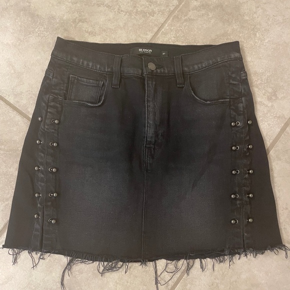 HUDSON VIPER Mini Skirt Black with LuLu Pierced Denim Size 27 - Picture 1 of 8